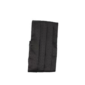 Designer Mens Silk Silver Tone Hook Pile Tape Pleated Cummerbund Black